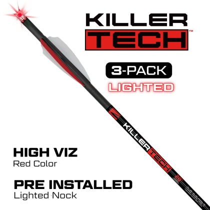 KillerTech™ 20„ комплект осветени стрели за арбалет от въглероден композит .005“, 3 броя